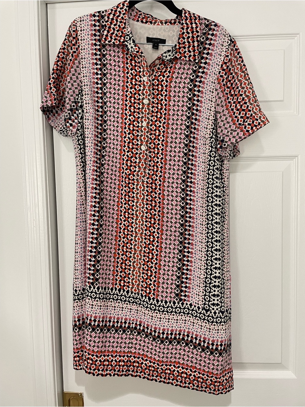 J. Crew Pink, Red & Black Printed Polo Tunic